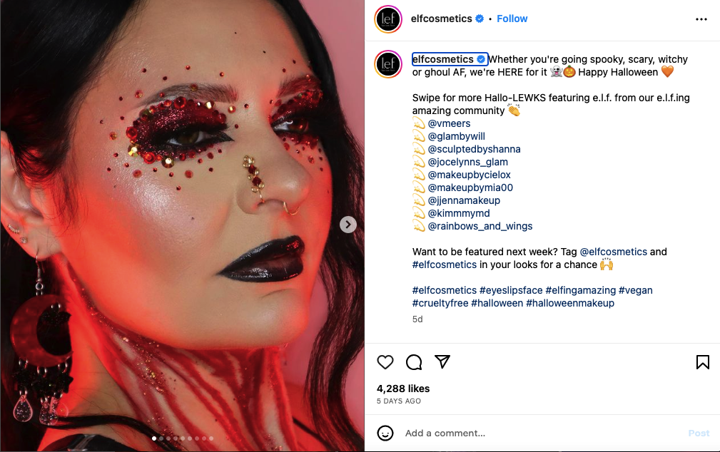 halloween social media marketing elf cosmetics