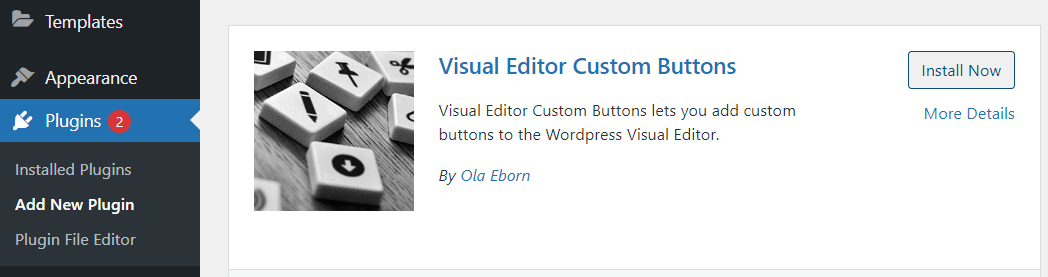 visual editor custom buttons