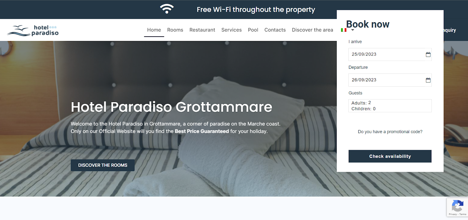 hotel website examples, Hotel Paradiso