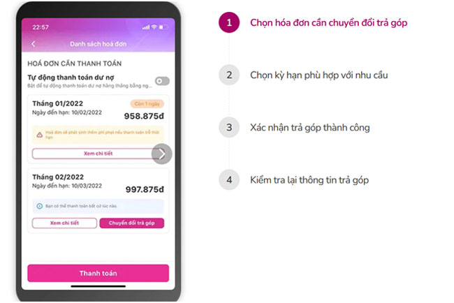 Chuyển đổi trả góp ví trả sau MoMo