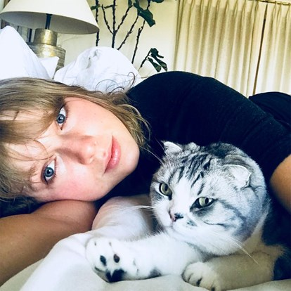 A selfie of Taylor and her cat