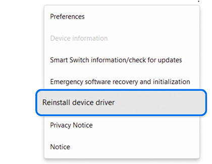 Reinstall device driver highlighted