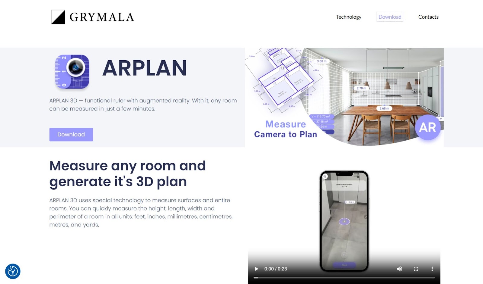 Screenshot of AR Plan 3D website