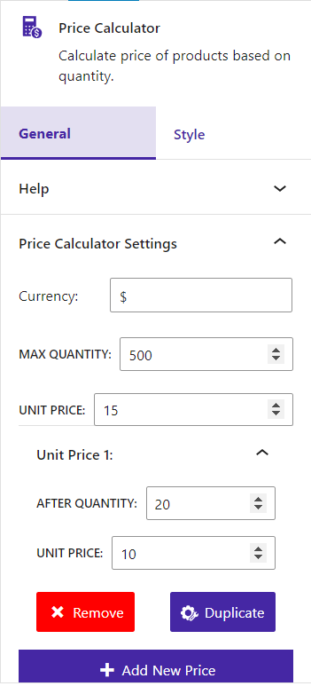 price calculator