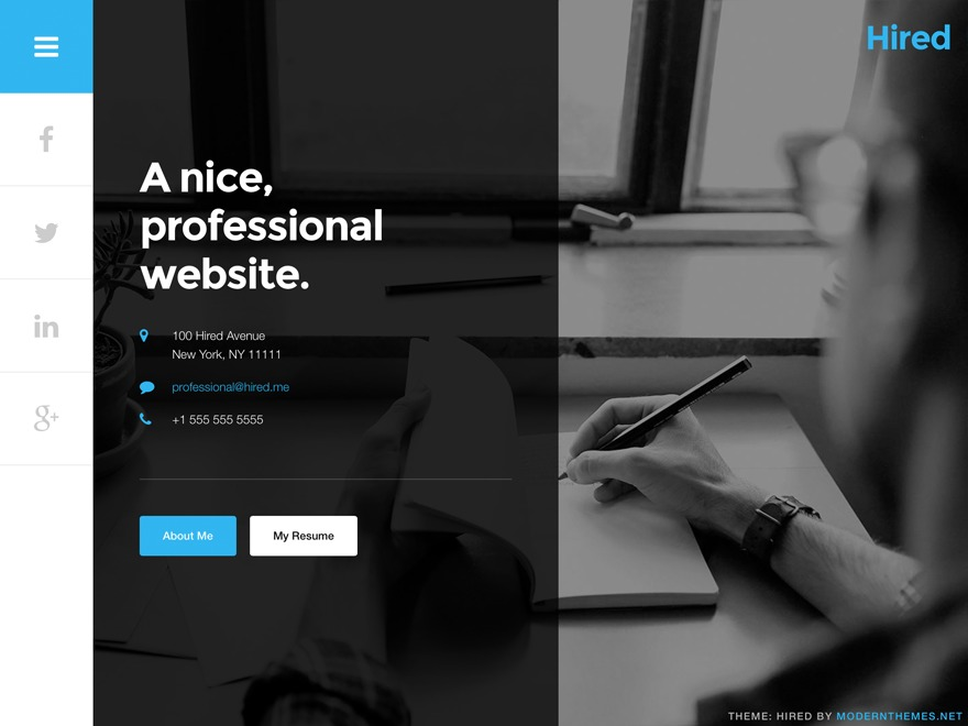 free resume wordpress themes, Hired