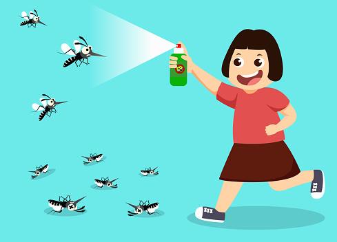 Girl Fight Mosquito By Spray Protection Dengue Fever Concept Vector  Illustration Stock Illustration - Download Image Now - iStock