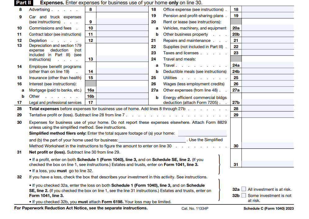 Schedule C Part 2: How to complete IRS Schedule C