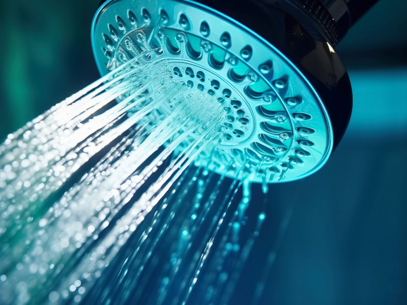 Showerhead with multiple streams of water flowing from it