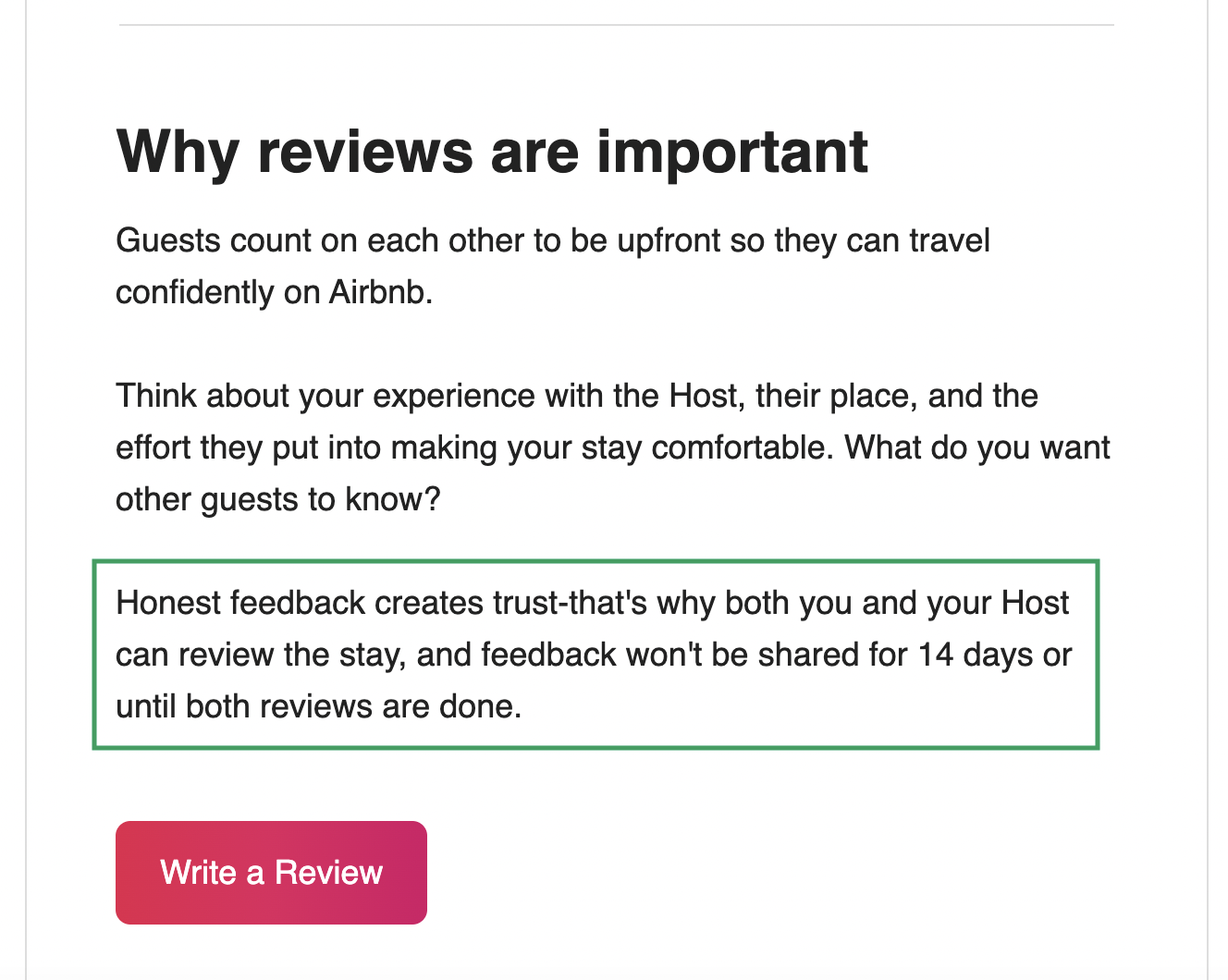 Airbnb review request