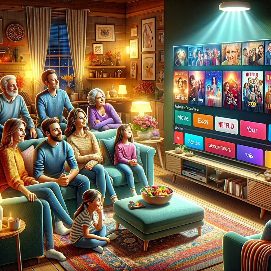 une famille ragarde la tele avec flix iptv