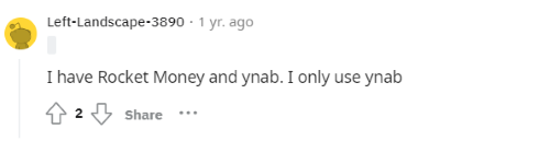 Spmepne one Reddit saying they have both YNAB and Rocket Money and only use YNAB.