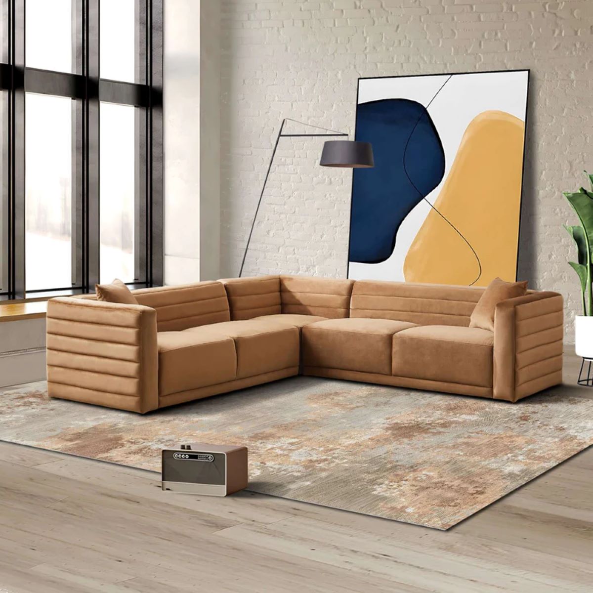 Salen Symmetrical Velvet Corner Sofa from New York Modern