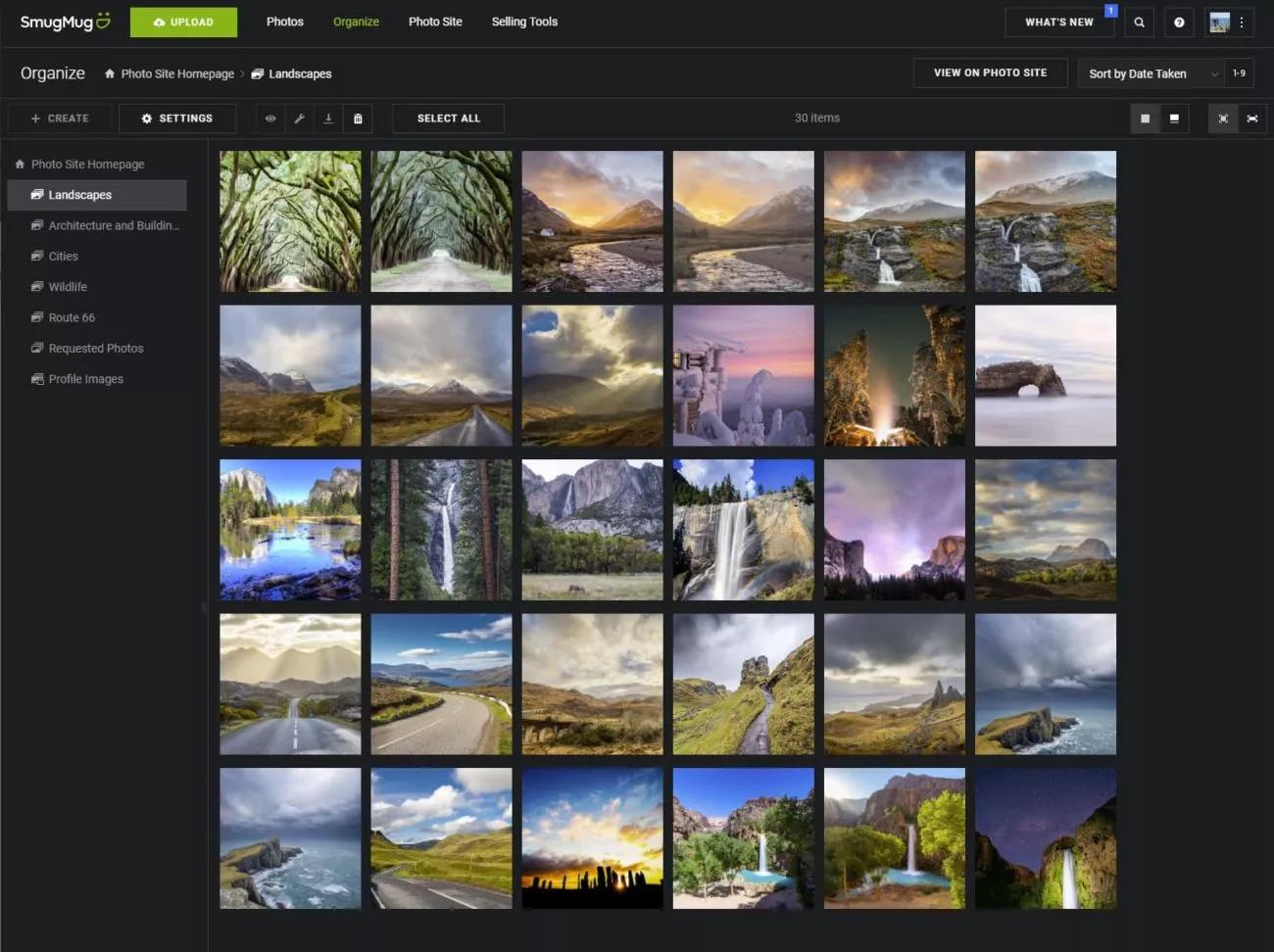 SmugMug interface