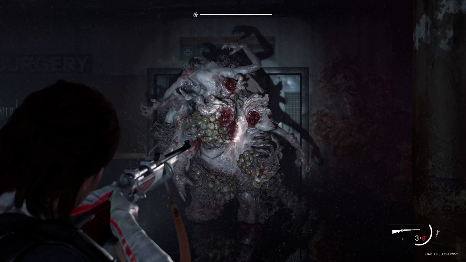 An in game screenshot of The Rat King in The Last of Us Part 2 Remastered