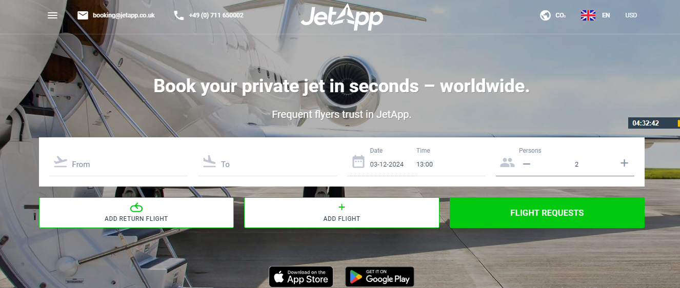 JetApp Private Jet Booking