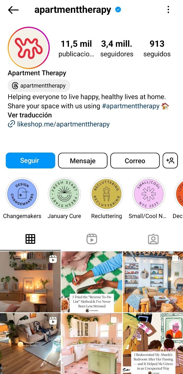 Feed de Instagram de Apartment Therapy