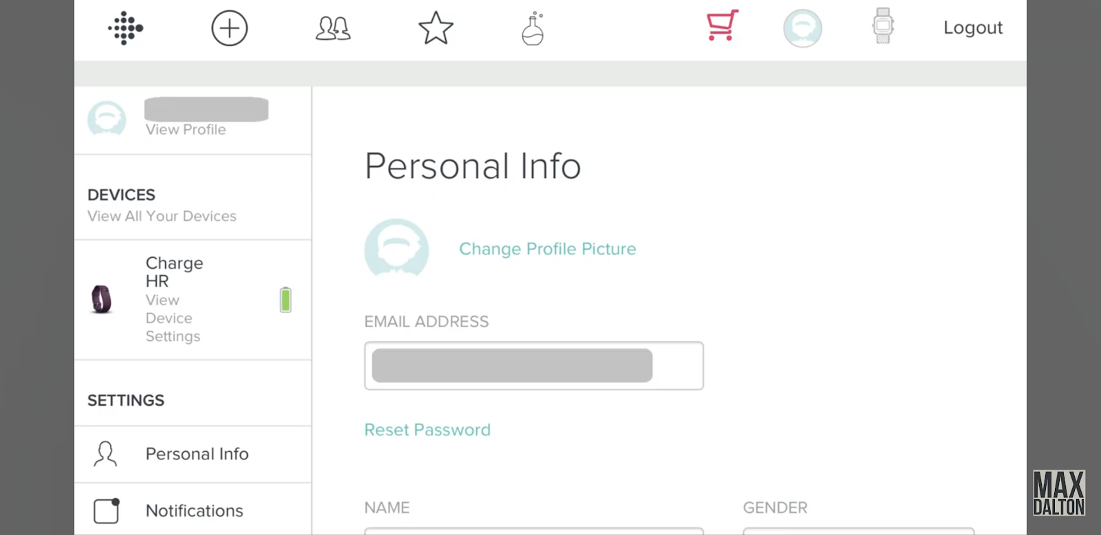 Remove Your Email Address from Fitbit Website account option