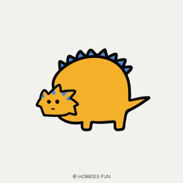 little dinosaur drawing, Yellow Chubby Dinosaur Drawing Cute