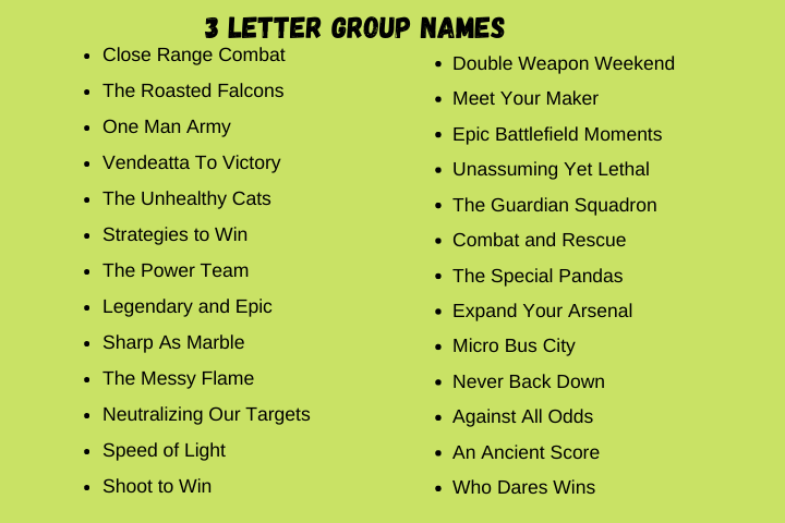 3 letter group Names