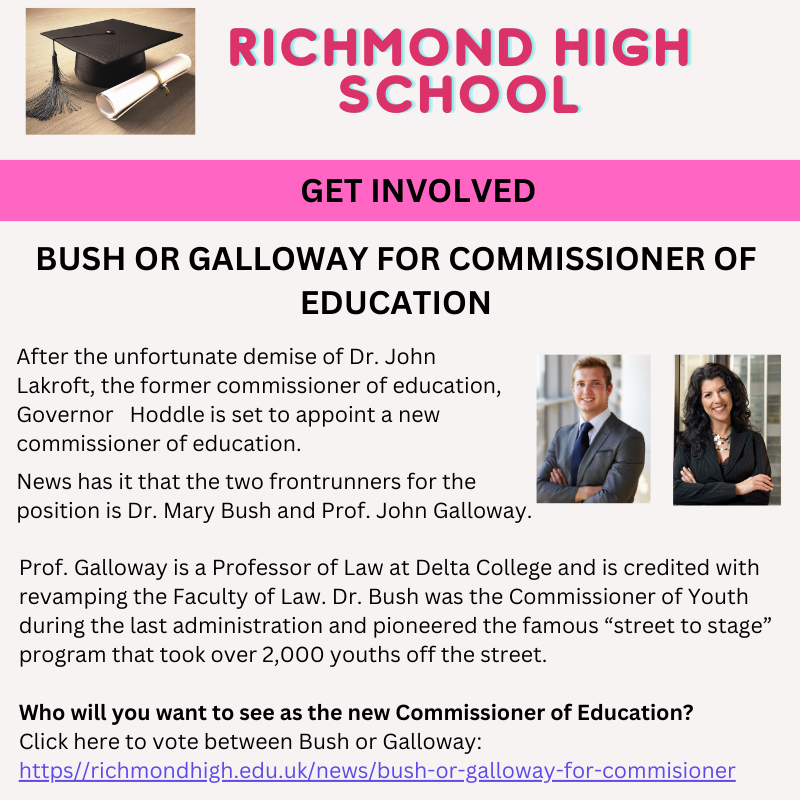 Newsletter asking for vote for the new commissioner 