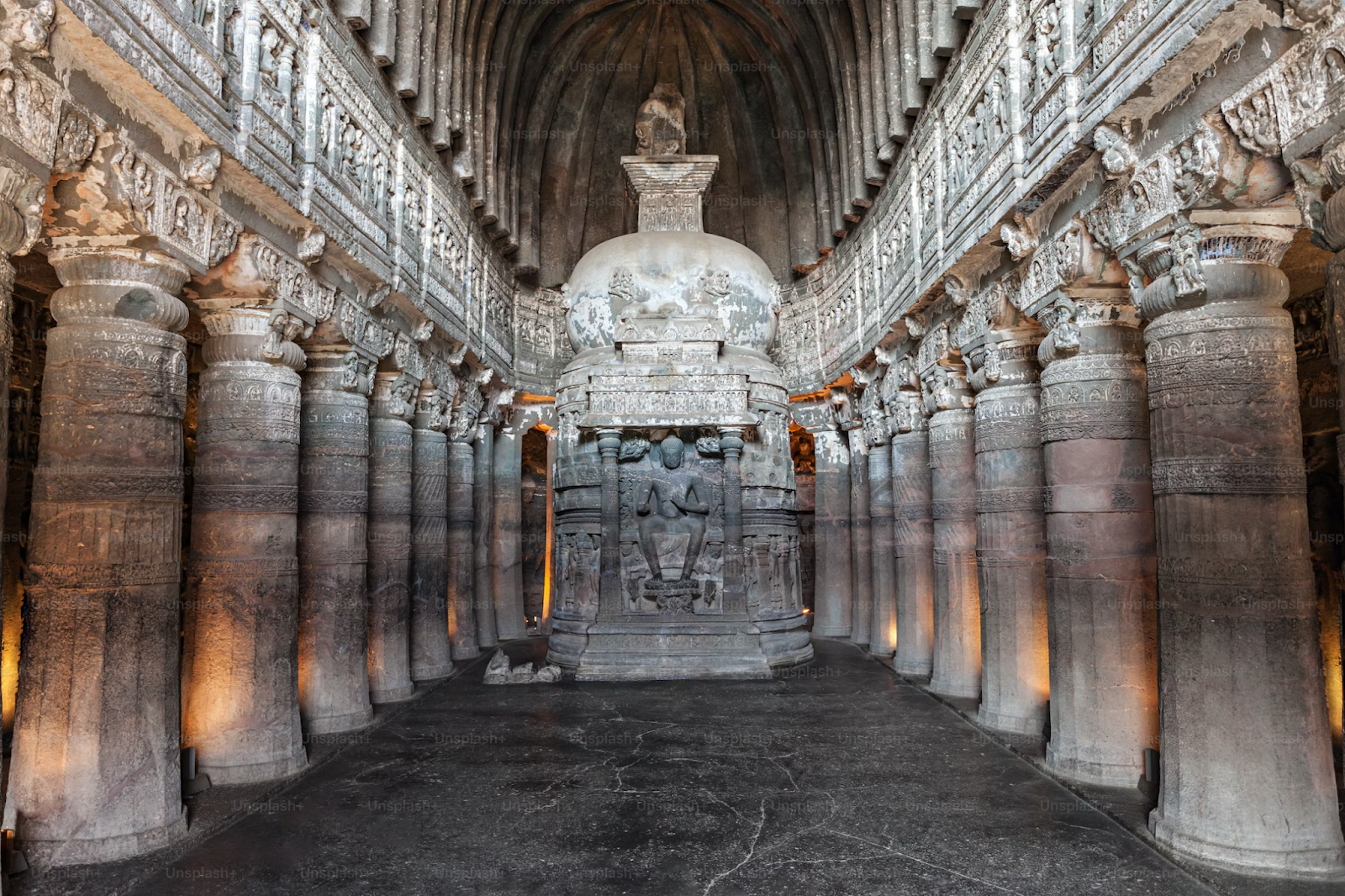 Interiors of the Ajanta Caves, India