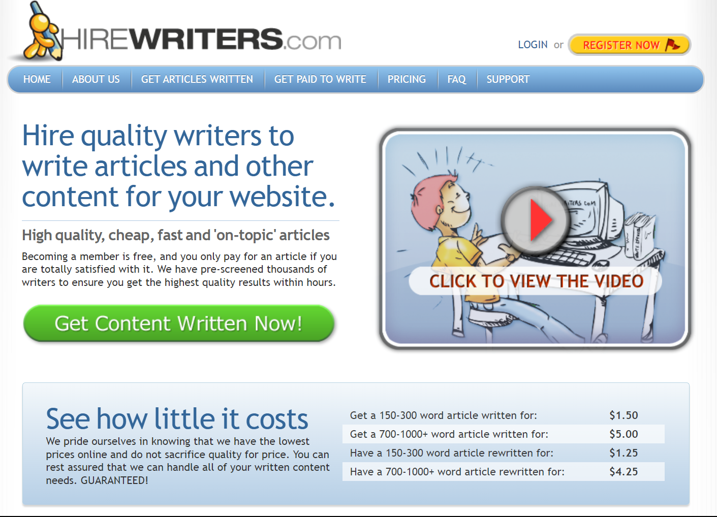 Home Page of HireWriters