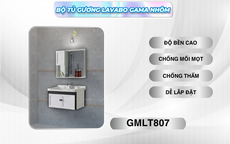 Bộ tủ gương Lavabo GAMA cao cấp GMLT807