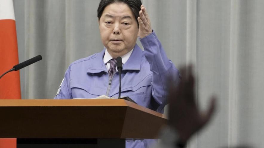 Japan's Chief Cabinet Secretary Yoshimasa Hayashi attends a press conference at the prime minister’s official office in Tokyo, Wednesday, Jan. 10, 2024.