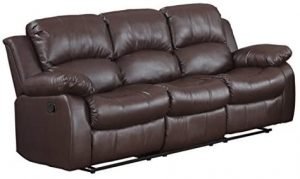 Bonded Leather Double Recliner Sofa Living