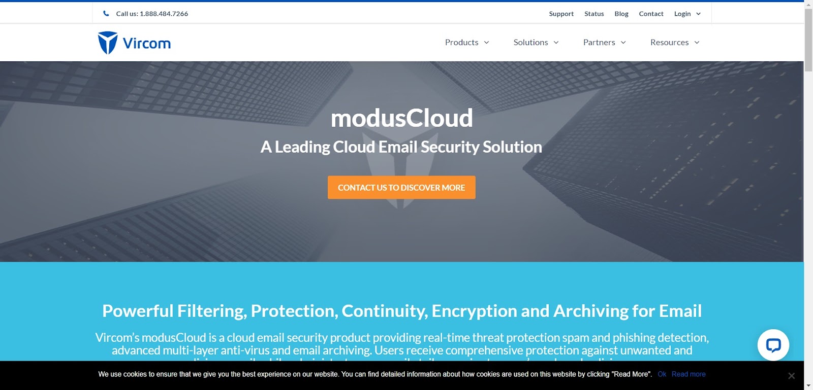A screenshot ModusCloud's website