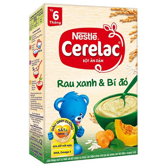 Bột ăn dặm Nestle Cerelac rau xanh và bí đỏ