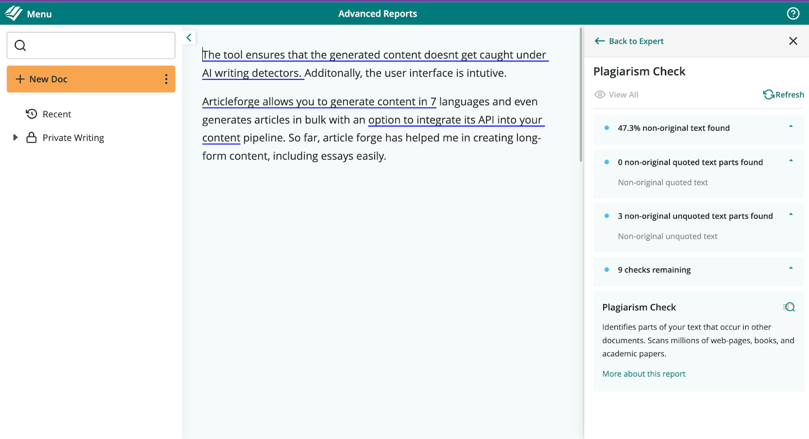 ProWritingaid plagiarism checker