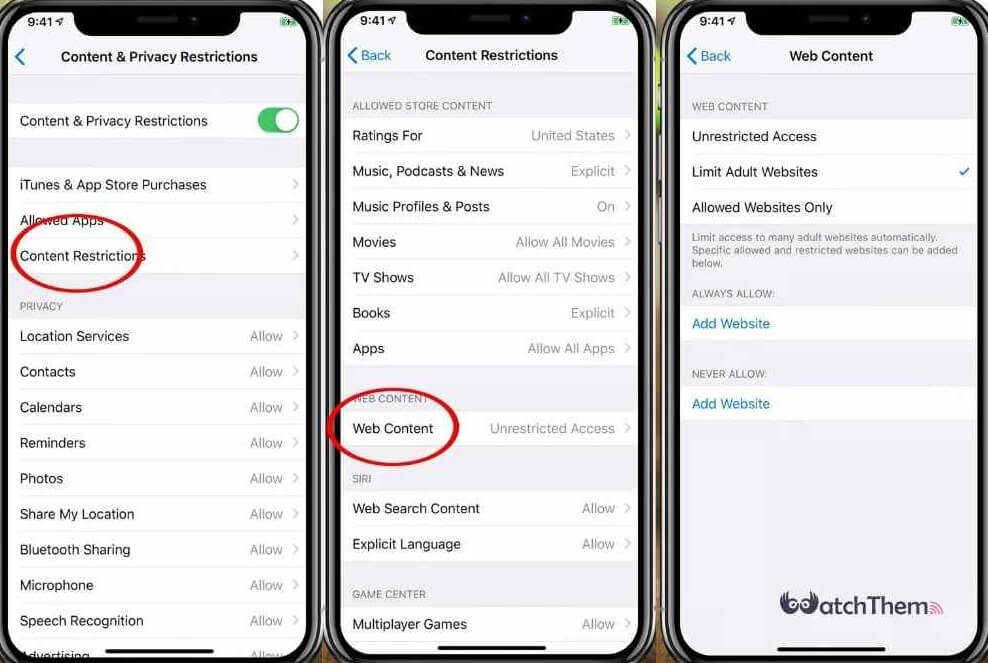 Blocking websites on your iPhone settings