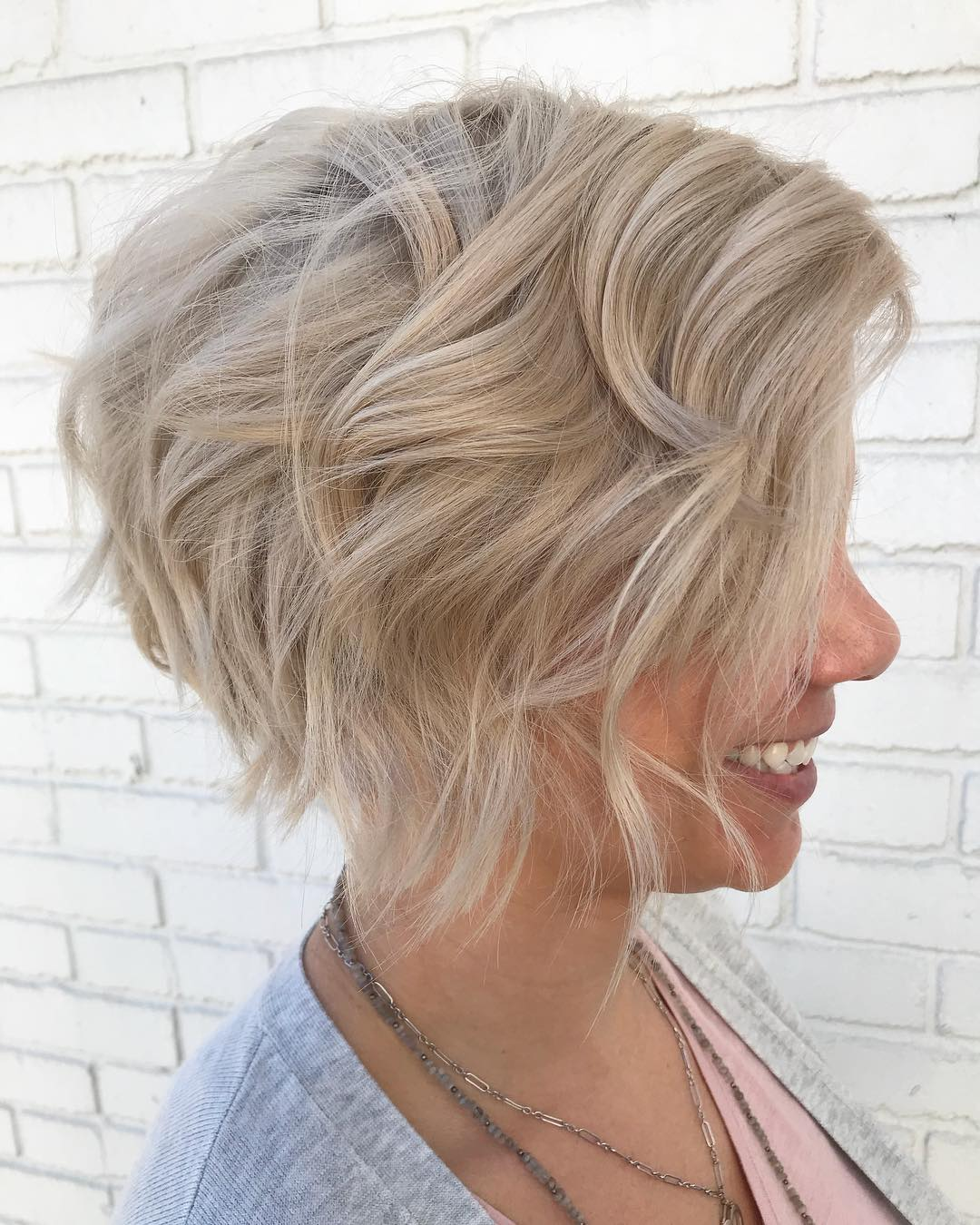 Ash-Blonde Pixie Bob Short Shag Haircuts