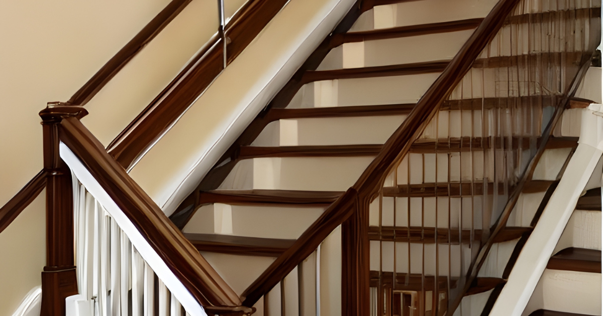 Brown wooden wainscoting stairs
