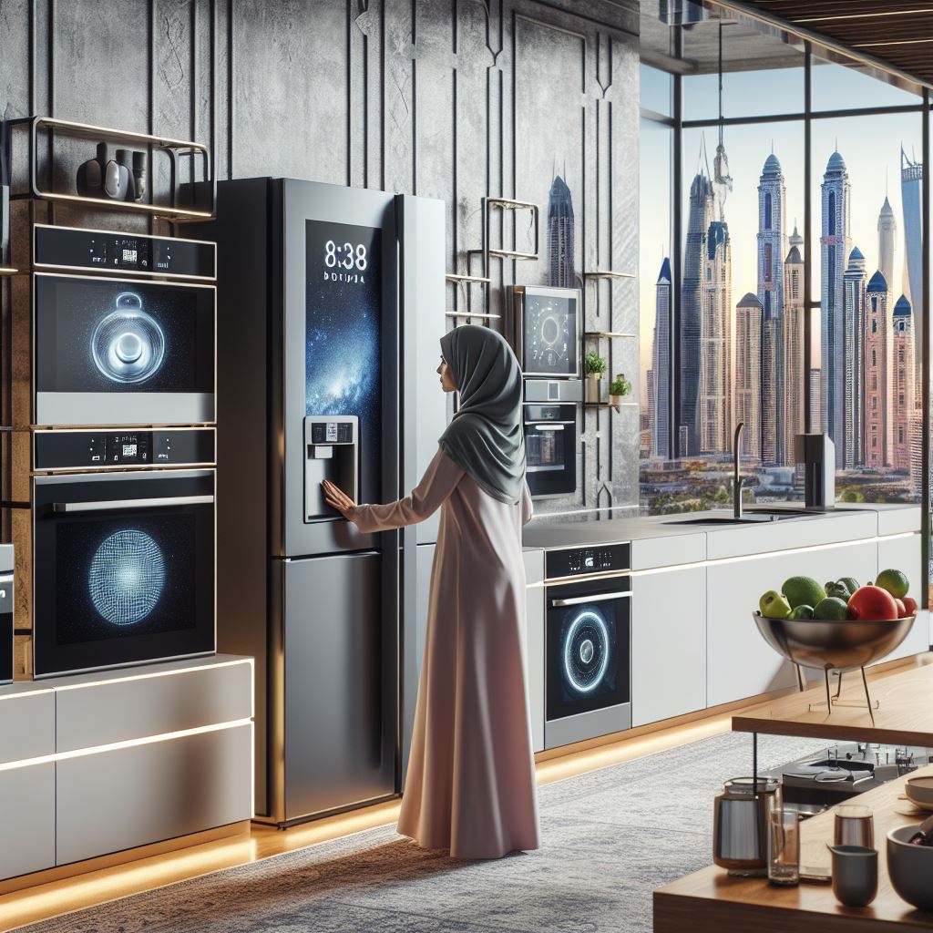 This image shows the young women watching the appliances in Dubai.