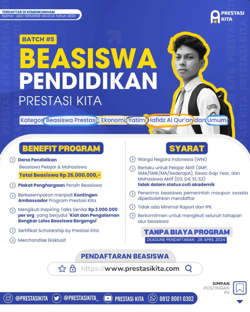 beasiswa pendidikan 2024 Prestasi Kita Batch 5