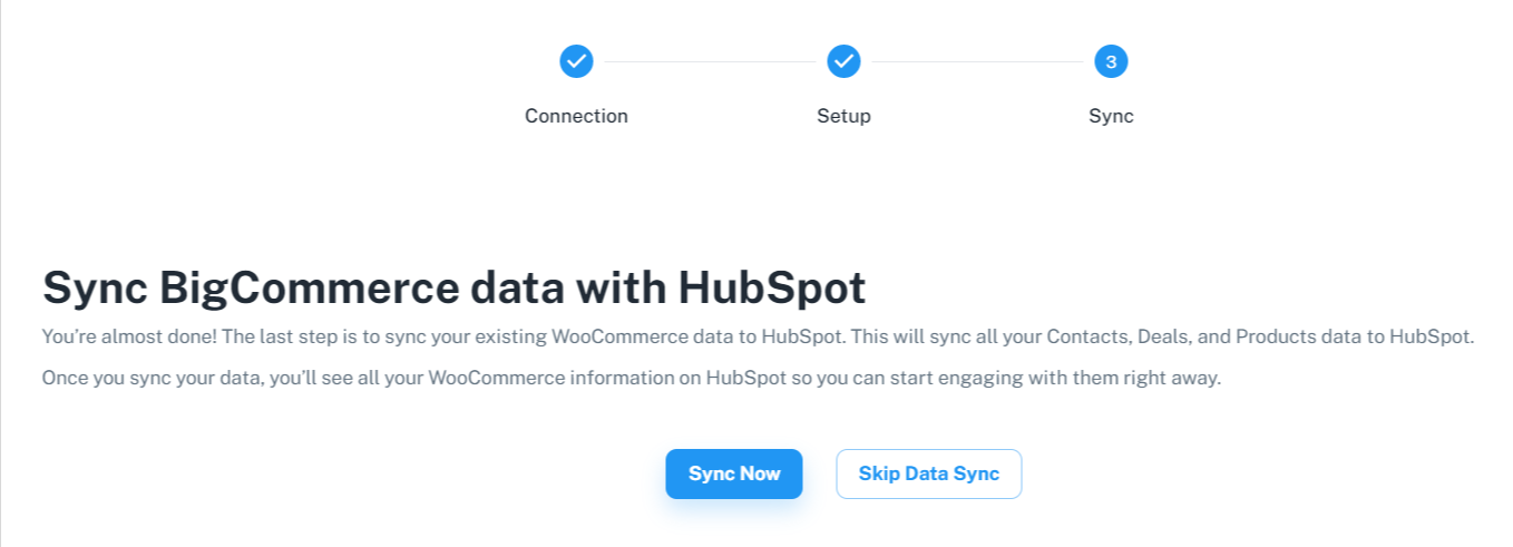 sync bigcommerce data to hubspot