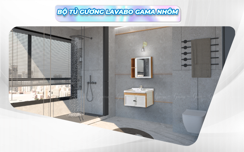 Bộ tủ gương Lavabo GAMA cao cấp GMLT606