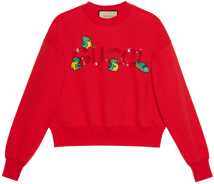 A red sweater with a logo on it

Description automatically generated