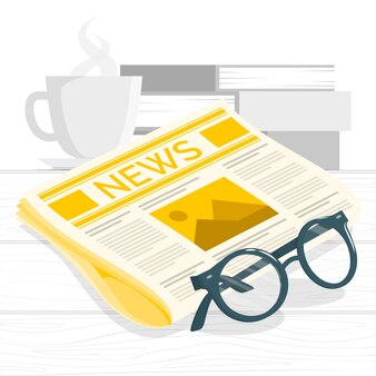 Illustration of Newspaper and Glasses