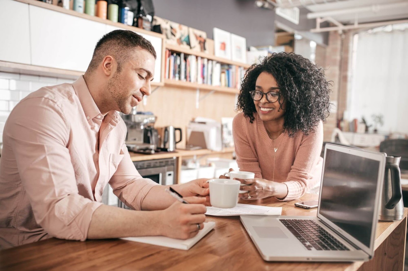 working and coffee together