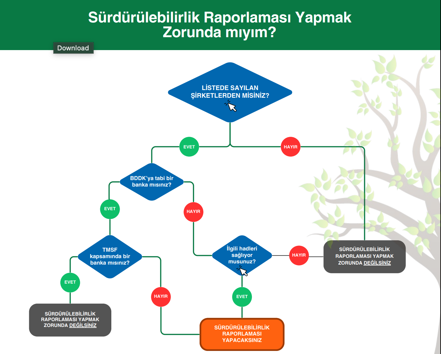sürdürülebilirlik raporu karar ağacı