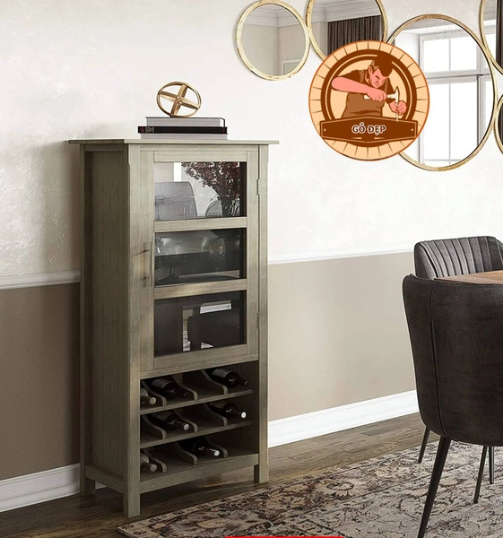 Tủ rượu phòng khách nhỏ gọn tiết kiệm đáng kể diện tích không gian