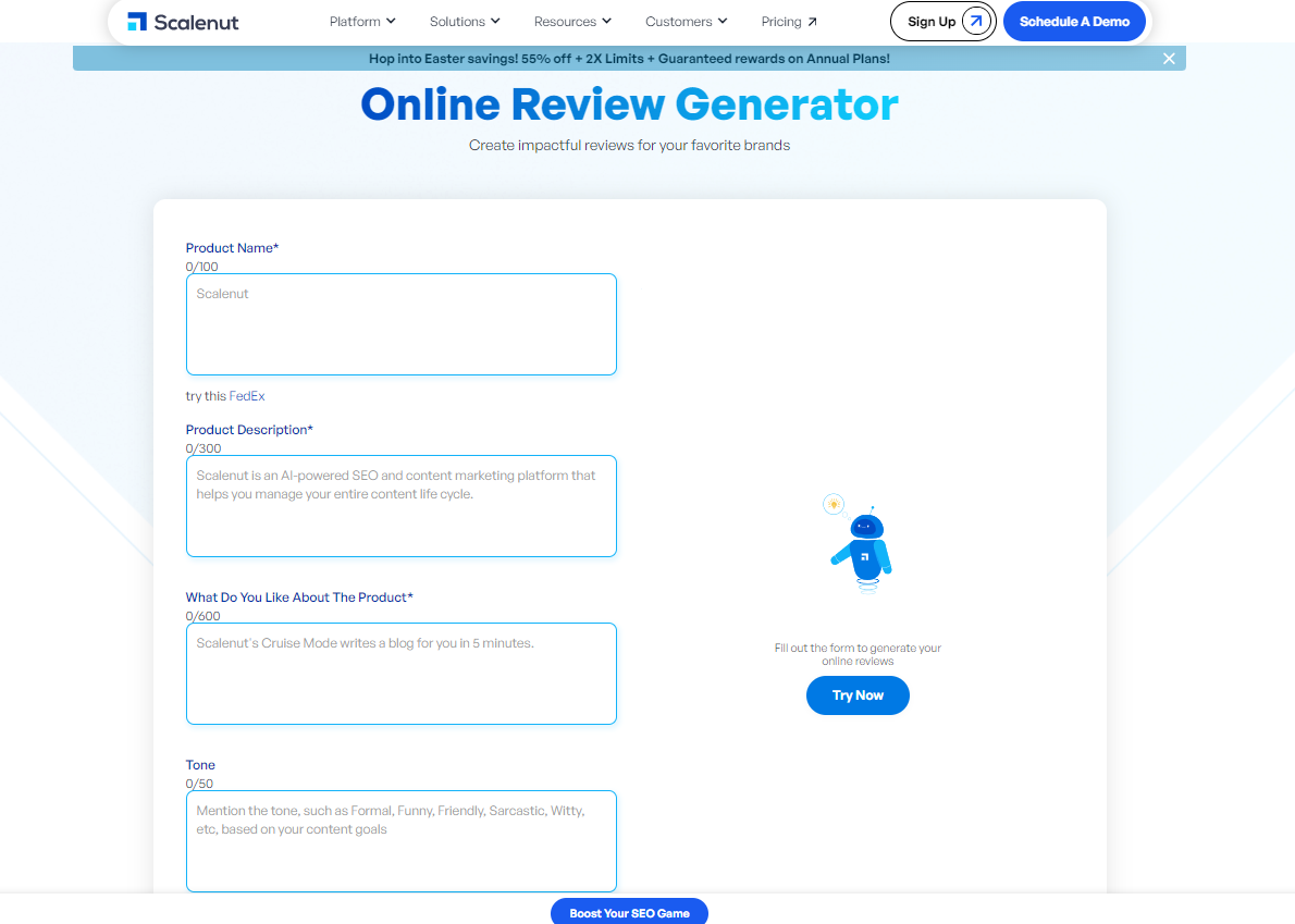 Scalenut's AI Review Generator