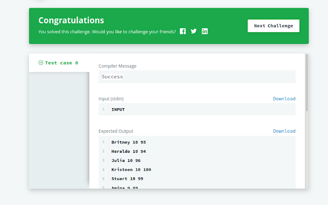 The report hackerrank solution