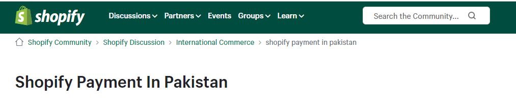 Shopify Pakistan