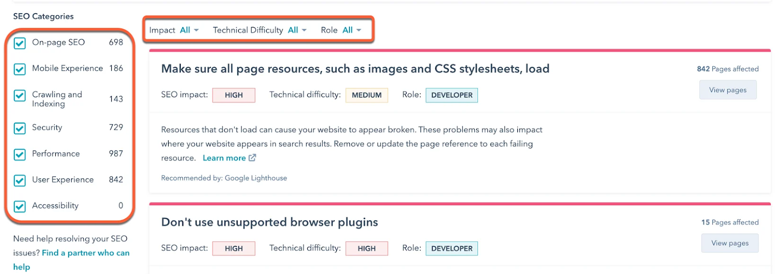 the seo panel for images in hubspot