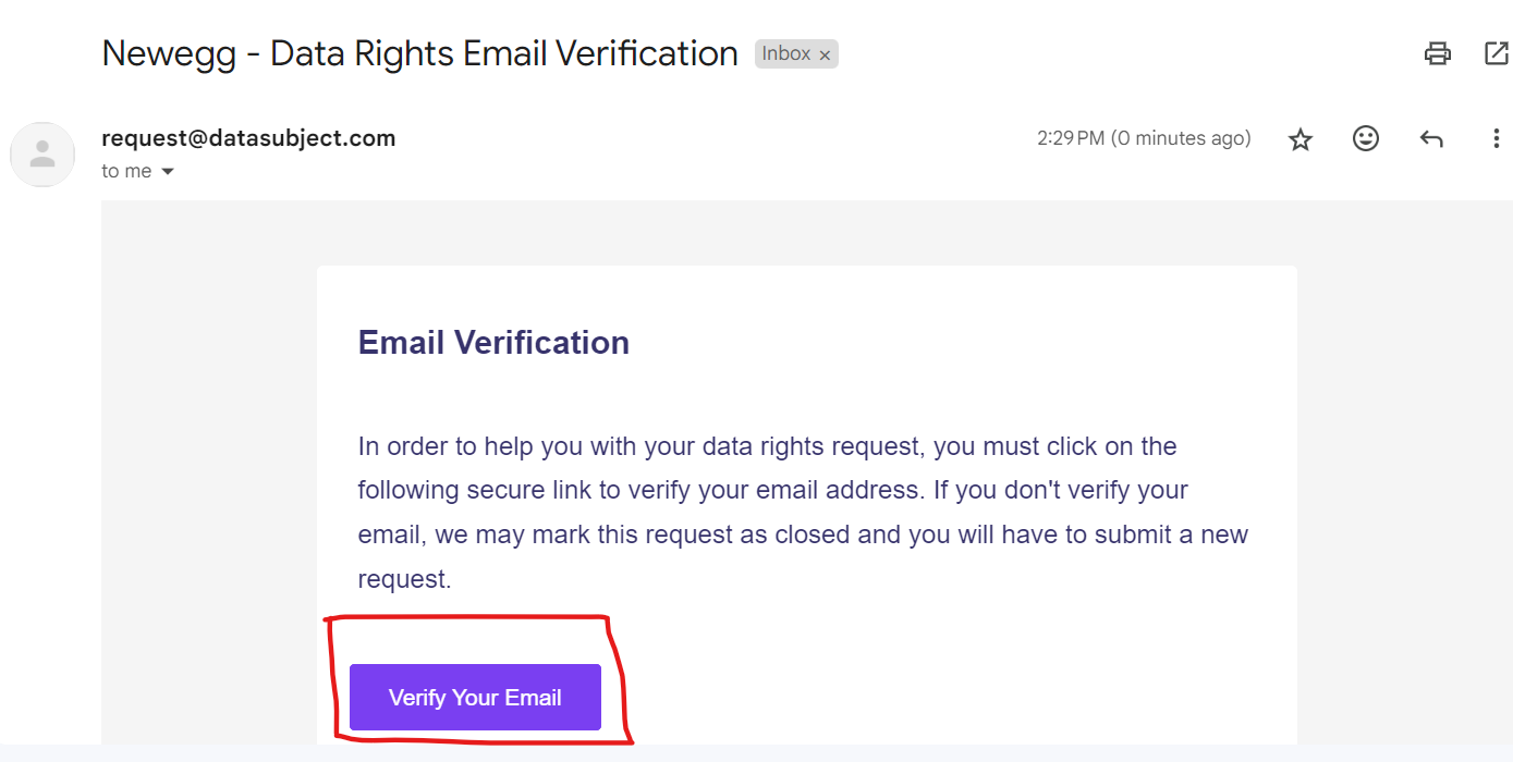 delete-Newegg-account verification email