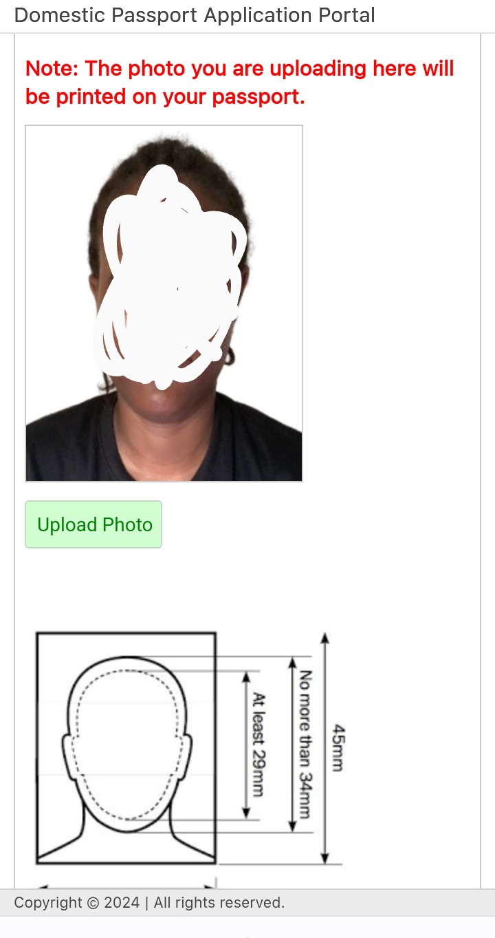 Passport photograph upload for Nigerian passport application